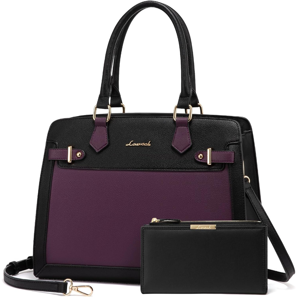Purses and Handbags for Women, Tote Shoulder Bag Satchel Black Purse and PU Leat